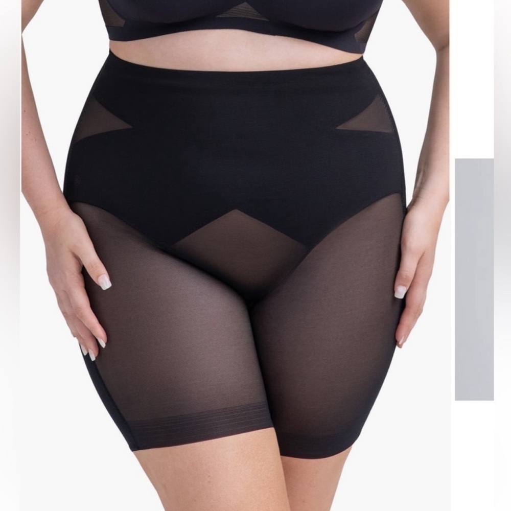 HONEYLOVE SuperPower Mid-Waist Mid-Thigh Black Shaping Short SPST00007 Plus 1X